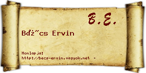 Bécs Ervin névjegykártya
